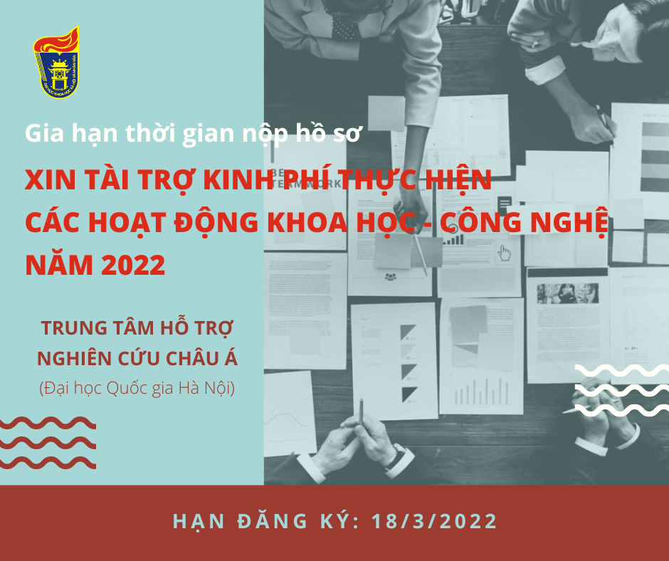 2022 03 07 Gia hạn thời gian nộp hồ sơ đăng ký xin tài trợ kinh phí thực hiện các hoạt động khoa học công nghệ năm 2022